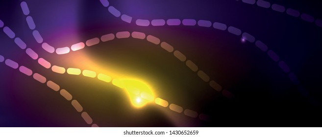 Neon vector wave lines abstract background, magic futuristic techno design, vector motion concept