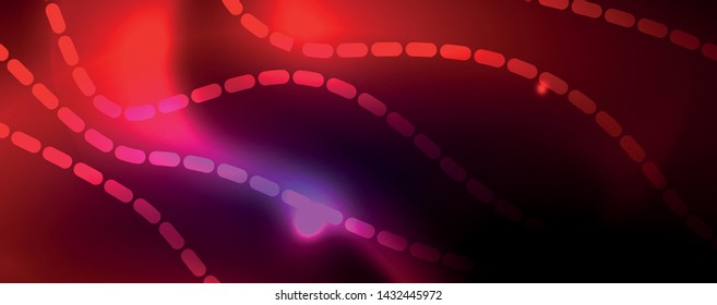 Neon vector wave lines abstract background, magic futuristic techno design, vector motion concept