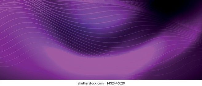 Neon vector wave lines abstract background, magic futuristic techno design, vector motion concept