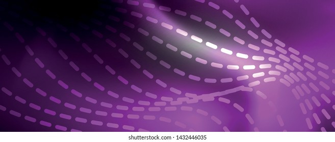 Neon vector wave lines abstract background, magic futuristic techno design, vector motion concept