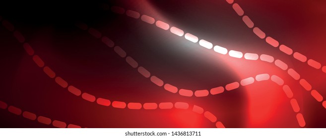 Neon vector wave lines abstract background, magic futuristic techno design, vector motion concept