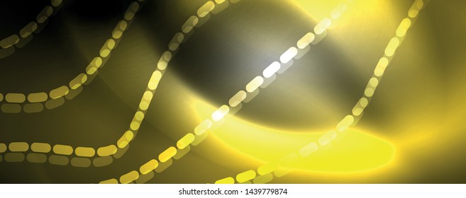 Neon vector wave lines abstract background, magic futuristic techno design, vector motion concept