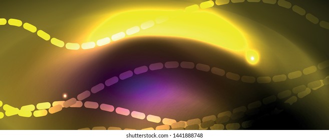 Neon vector wave lines abstract background, magic futuristic techno design, vector motion concept