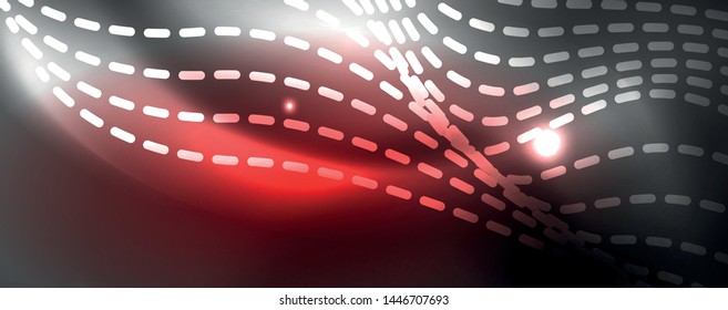 Neon vector wave lines abstract background, magic futuristic techno design, vector motion concept