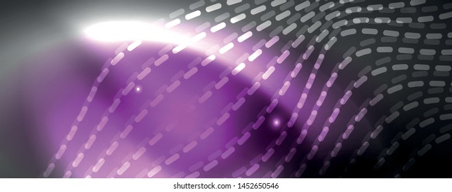 Neon vector wave lines abstract background, magic futuristic techno design, vector motion concept