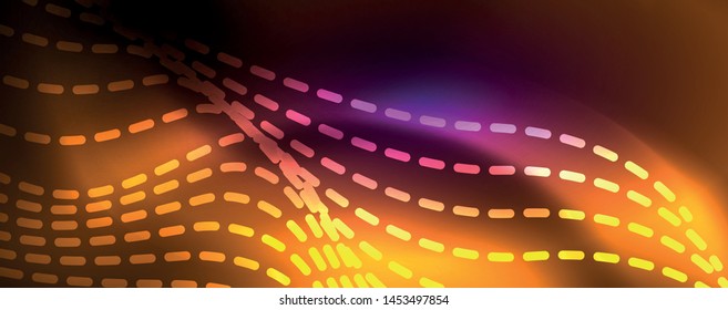 Fondo abstracto de líneas de onda vector neón, diseño tecnológico futurista mágico, concepto de movimiento vectorial