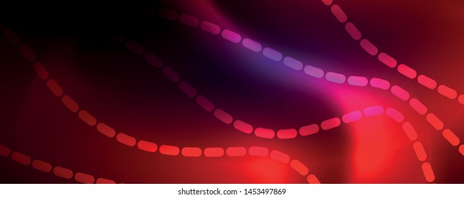 Neonvektorwellenlinien, abstrakter Hintergrund, magisches futuristisches Techno-Design, Vektorgrafik-Konzept