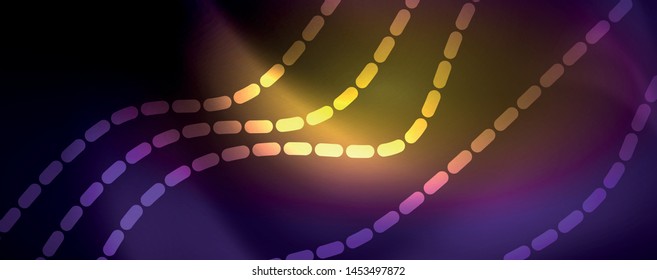 Neon vector wave lines abstract background, magic futuristic techno design, vector motion concept