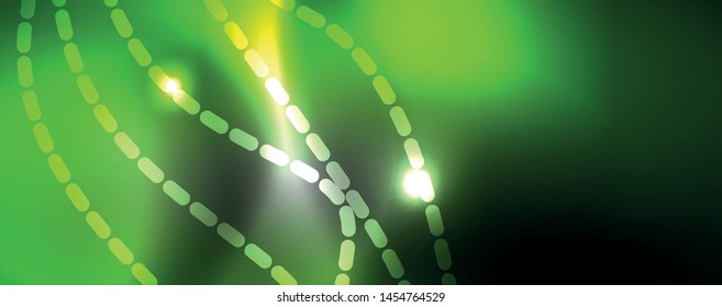 Neon vector wave lines abstract background, magic futuristic techno design, vector motion concept