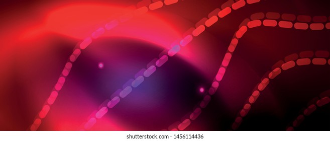 Neon vector wave lines abstract background, magic futuristic techno design, vector motion concept