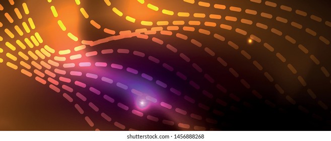 Fondo abstracto de líneas de onda vector neón, diseño tecnológico futurista mágico, concepto de movimiento vectorial