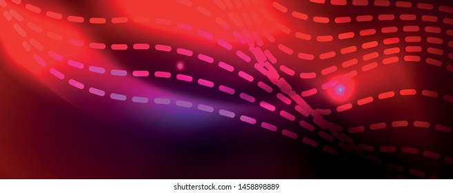Neon vector wave lines abstract background, magic futuristic techno design, vector motion concept