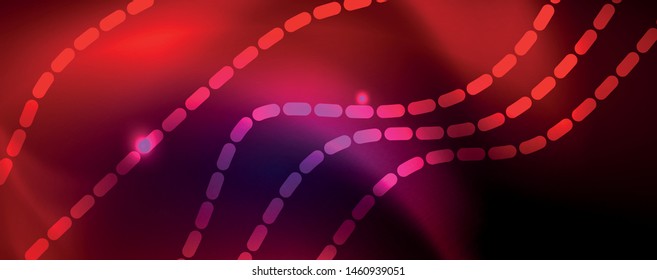 Neon vector wave lines abstract background, magic futuristic techno design, vector motion concept