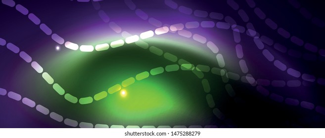 Neon vector wave lines abstract background, magic futuristic techno design, vector motion concept