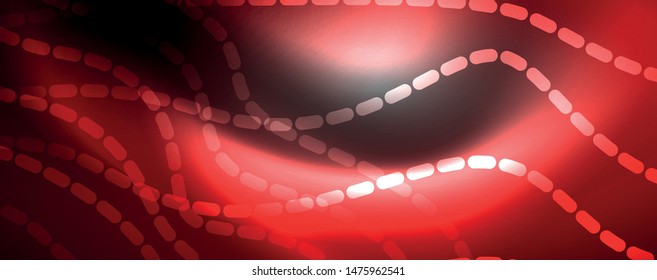 Neon vector wave lines abstract background, magic futuristic techno design, vector motion concept