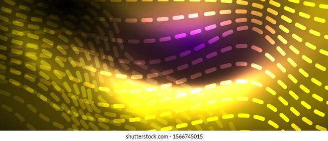 Neon vector wave lines abstract background, magic futuristic techno design, vector motion concept