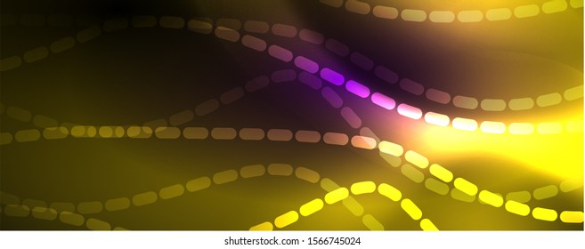 Fondo abstracto de líneas de onda vector neón, diseño tecnológico futurista mágico, concepto de movimiento vectorial
