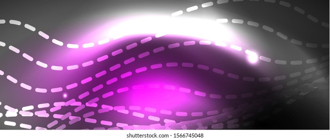 Neon vector wave lines abstract background, magic futuristic techno design, vector motion concept