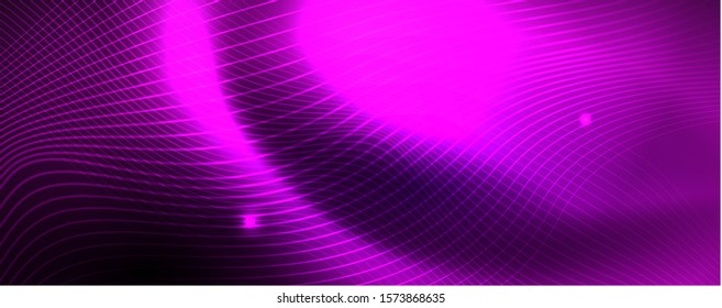 Neonvektorwellenlinien, abstrakter Hintergrund, magisches futuristisches Techno-Design, Vektorgrafik-Konzept