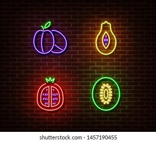 Neon Vegetables Fruits Signs Vector Isolated Stock Vector (Royalty Free ...