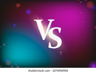 neon versus logo vs letters for sports and fight competition. Battle vs match, game concept competitive vs. Vector illustration
