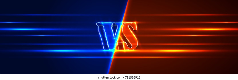 Neon Versus Logo. VS Vector Letters Illustration. Competition Icon. Fight Symbol.