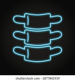 Neon vertebra icon in line style. Backbone or spinal cord symbol. Human internal organ. Vector illustration.