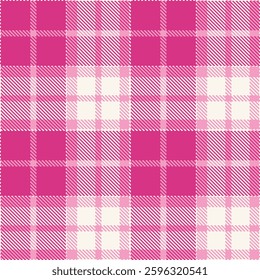Neon Very Light Pink Seamless Tartan with Bright Pink accents Fabric Design