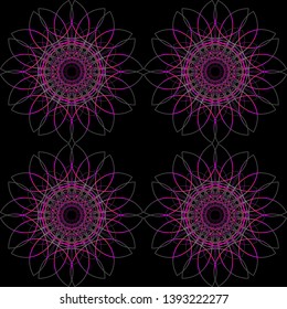 neon vibrant circle mandala with tile effect