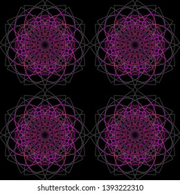 neon vibrant circle mandala with tile effect