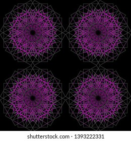 neon vibrant circle mandala with tile effect