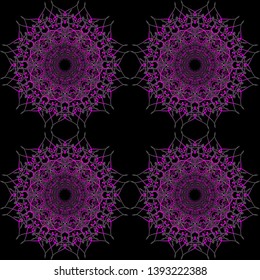 neon vibrant circle mandala with tile effect