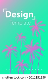 Neon vibrant gradients on iridescent background. Floral green colours template concept. Light art print.