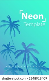 Neon vibrant gradients on iridescent background. Exotic blue colours template concept. Light art print.