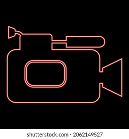 Neon videocamera red color vector illustration flat style light image