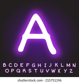 Neon violet alphabet vector