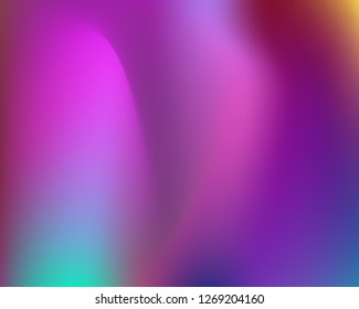 Neon Violet Gradient Background. Mesh Wavy Colorful Template. Magenta Hologram Backdrop. Colorful Waved Fluid Texture, Ultraviolet Original Cover Vector Design