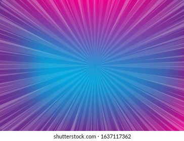 Neon violet pop art gradient background. Abstract Bright color background. Pop art radial trendy web vector backdrop. Neon color trendy vector banner for text. Trendy color lava comics pop art radial.