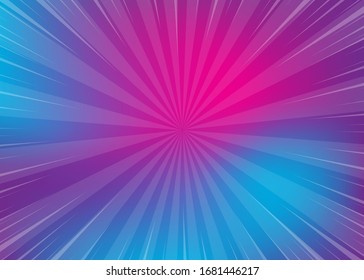 Neon violet pop art gradient background. Abstract Bright color background. Pop art radial trendy web vector backdrop. Neon color trendy vector banner for text. Trendy color lava comics pop art radial.