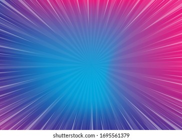 Neon violet pop art gradient background. Abstract Bright color background. Pop art radial trendy web vector backdrop. Neon color trendy vector banner for text. Trendy color lava comics pop art radial.