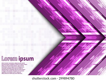 Neon violet & white arrow abstract background. Vector illustration