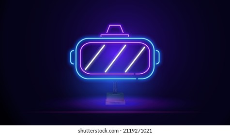 Neon virtual reality glasses. vr glasses virtual reality, human icon. Elements of artifical in neon style icons. Simple icon for websites, web design, mobile app, info graphics