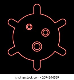 Luz de estilo plano de la ilustración del vector de color rojo del virus de la neón