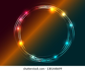 Neon vivid round frame decor