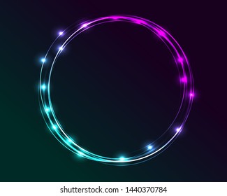 Neon vivid round frame decor