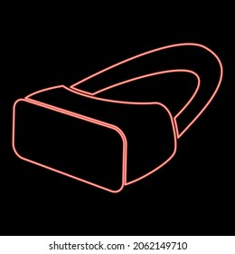 Neon vr glasses red color vector illustration flat style light image
