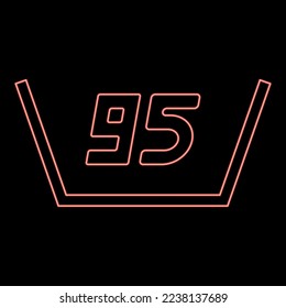 Neon wash in very hot water boiling temperature Clothes care symbols Washing concept Laundry sign red color vector illustration image flat style light