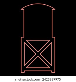 Neon water tower elevated industrial construction tank red color vector illustration image flat style