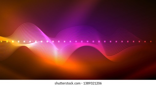 Diseño de fondo abstracto de ondas neón