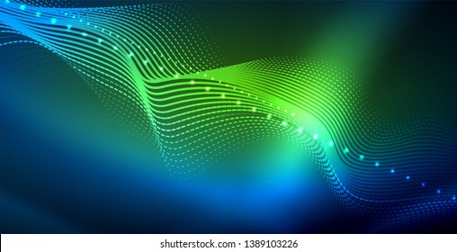 Abstrakter Hintergrund der Neonwelle, glänzendes Licht